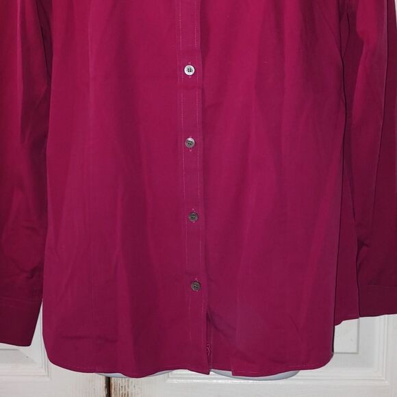 Talbots Non Iron button down magenta casual business casual blouse  Sz 14 - Picture 2 of 5